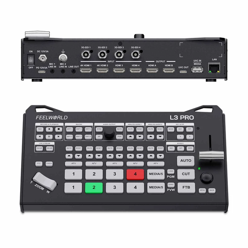 FEELWORLD L3 PRO 4 HDMI 4 SDI 1 UVC Eingang Multi-Kamera-Videomischer für Live-Streaming
