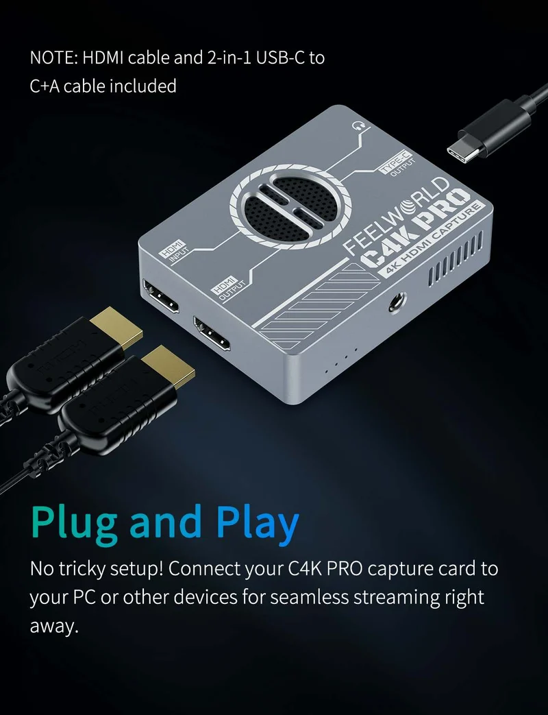 FEELWORLD C4K PRO 4K-Aufnahmekarte für Gaming-Streaming, bis zu 4K60-Aufnahme