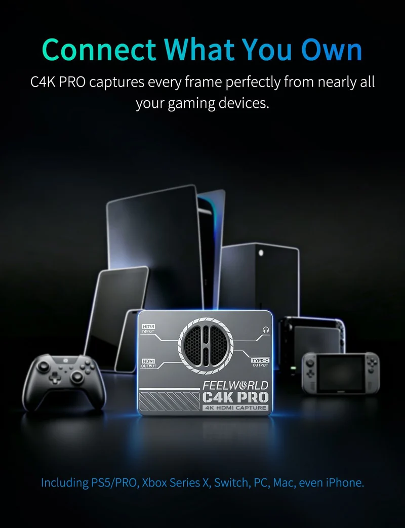 FEELWORLD C4K PRO 4K-Aufnahmekarte für Gaming-Streaming, bis zu 4K60-Aufnahme