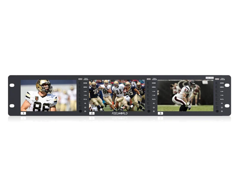 FEELWORLD FRM501G Triple 5.5" 2HE Rackmount-Monitor 12G SDI 4K HDMI 1920x1080 IPS 1000nits Hohe Helligkeit