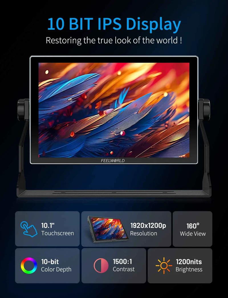 FEELWORLD M101S 10.1" 1200NIT Multi-Screen-Monitor 1920x1200 IPS 3G-SDI HDMI 2.0 LUT HDR