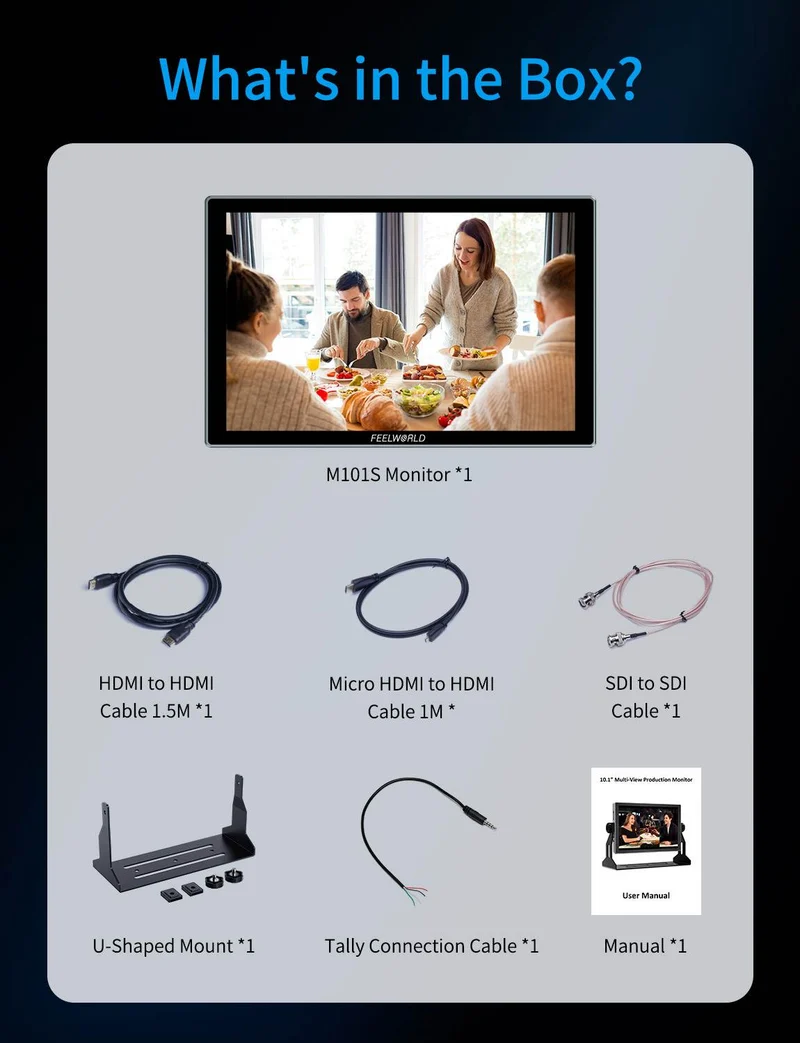 FEELWORLD M101S 10.1" 1200NIT Multi-Screen-Monitor 1920x1200 IPS 3G-SDI HDMI 2.0 LUT HDR