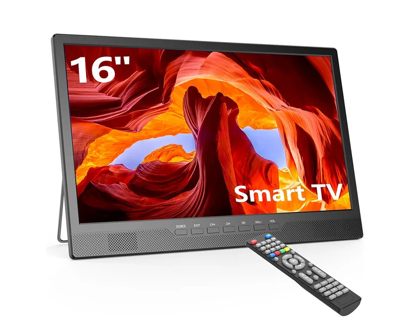 LAIZESKE 16" tragbarer Smart-TV mit integriertem WLAN und 180° verstellbarem Standfuß