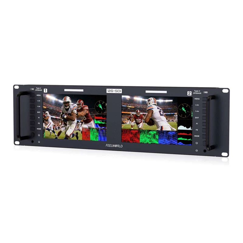 FEELWORLD FRM701G Dual 7 Zoll 3HE Rackmount-Monitor 12G-SDI 4K HDMI 1920x1200 IPS