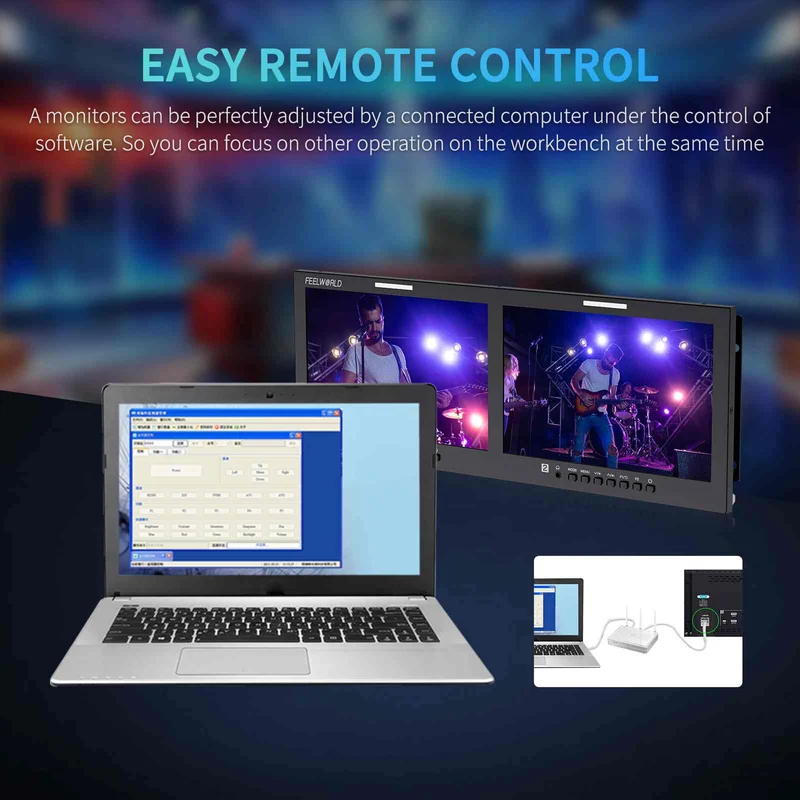 FEELWORLD D101 PLUS Dual 10.1 Zoll 4HE Rackmount Broadcast-Monitor 4K HDMI 3G SDI 1920x1200IPS