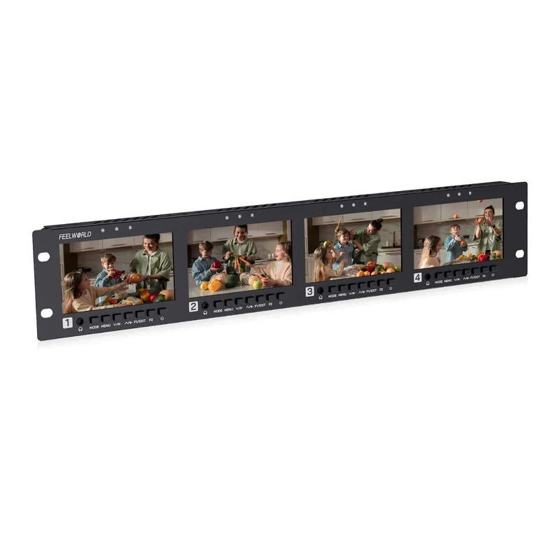 FEELWORLD Q41 Quad 4.5 Zoll 2HE Rack-Monitor mit 3G-SDI, 4K-HDMI-AV-Ein- und -Ausgang