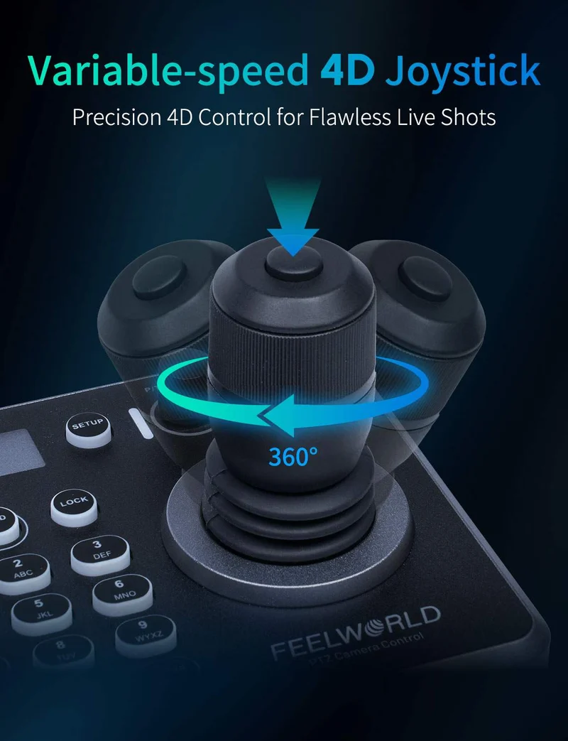FEELWORLD KBC20N NDI PTZ Kamerasteuerung Joystick Tastatursteuerung Mehrere Steuerungsprotokolle PoE-Unterstützung