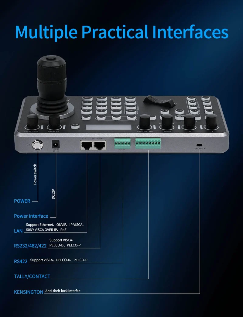 FEELWORLD KBC20 PTZ-Kamerasteuerung mit Joystick und Tastatur, Unterstützung mehrerer Steuerungsprotokolle und PoE
