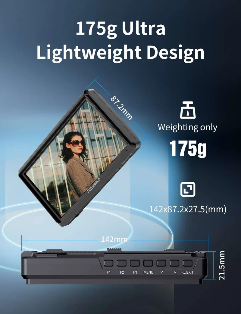 FEELWORLD S55E 5.5 Zoll 500 cd/m² Feldmonitor für DSLR-Kameras, FHD IPS-Display, unterstützt 4K, HDMI-Ein- und -Ausgang