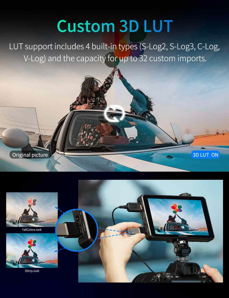 FEELWORLD SC6 6 Zoll 1500nit HighBright Aluminium Feld-DSLR-Kameramonitor mit Touchscreen, 3G, SDI, 4K, HDMI und 60 Hz