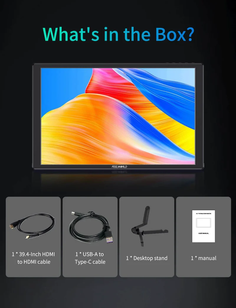 FEELWORLD D10 10.1 Zoll 350 cd/m² Tragbarer externer Monitor mit Touchscreen, FHD 1920 x 1200, USB-C und HDMI