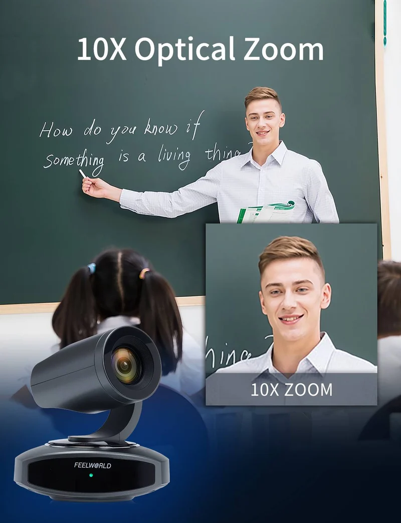 FEELWORLD 4K10X 4K PTZ-Kamera 10-fach optischer Zoom AI-Tracking HDMI USB IP-Fernbedienung POE unterstützt