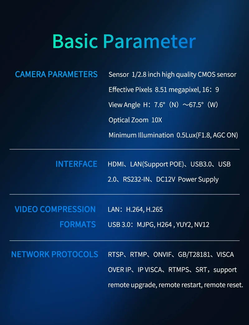 FEELWORLD 4K10X 4K PTZ-Kamera 10-fach optischer Zoom AI-Tracking HDMI USB IP-Fernbedienung POE unterstützt