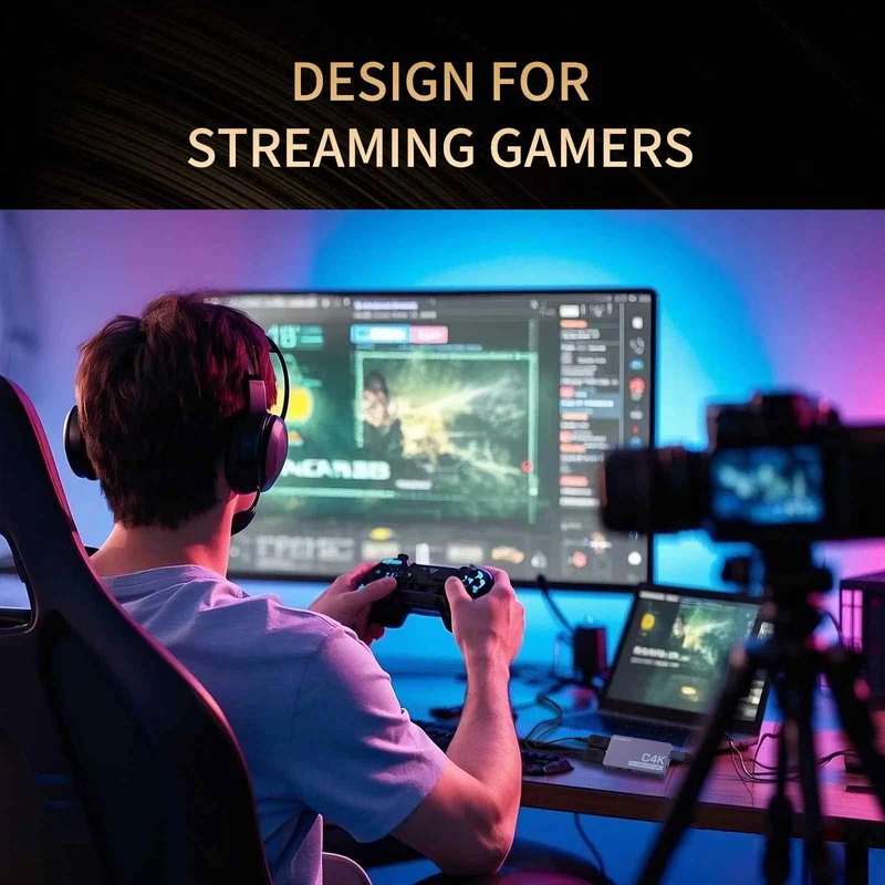 FEEWORLD C4K-Videoaufnahme, 4K HDMI 60 Hz, Ein- und Ausgang, USB-C, Plug and Play, für Streaming, Gaming, Videokonferenzen