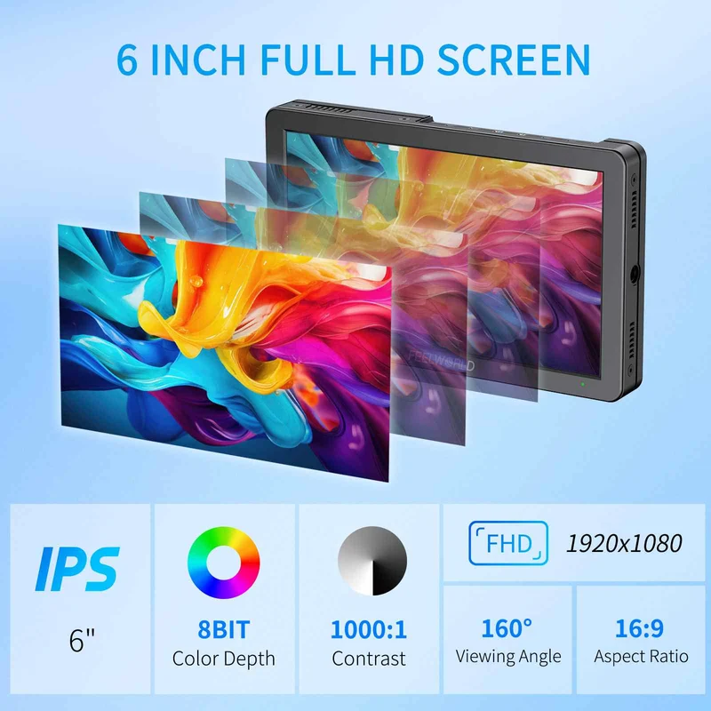 FEELWORLD T6 6-Zoll 450nit Kamera Feldvideomonitor Aluminiumgehäuse 4K HDMI 1920x1080 IPS
