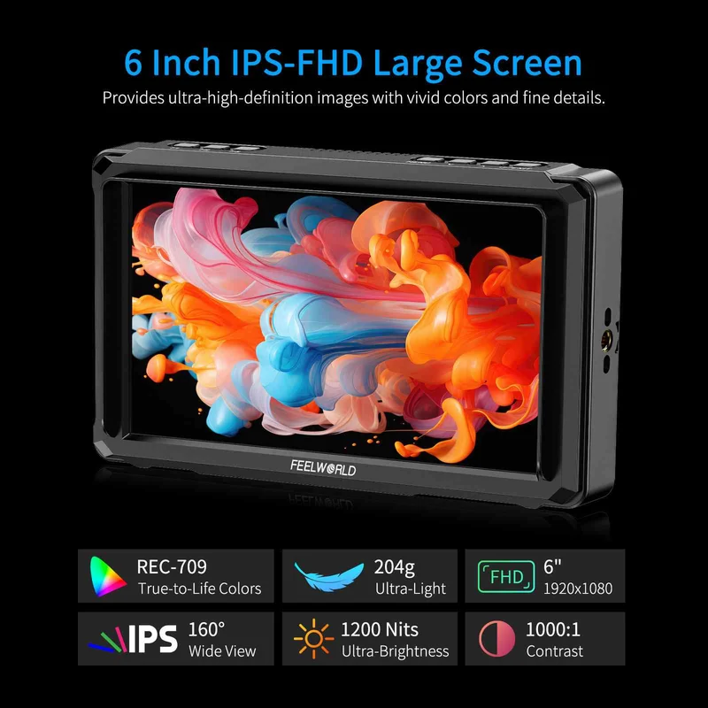 FEELWORLD FW568 PRO 6 Zoll 1200nit High Bright Kamera-DSLR-Monitor 4K HDMI 60Hz
