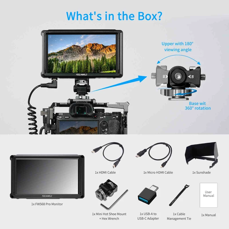 FEELWORLD FW568 PRO 6 Zoll 1200nit High Bright Kamera-DSLR-Monitor 4K HDMI 60Hz