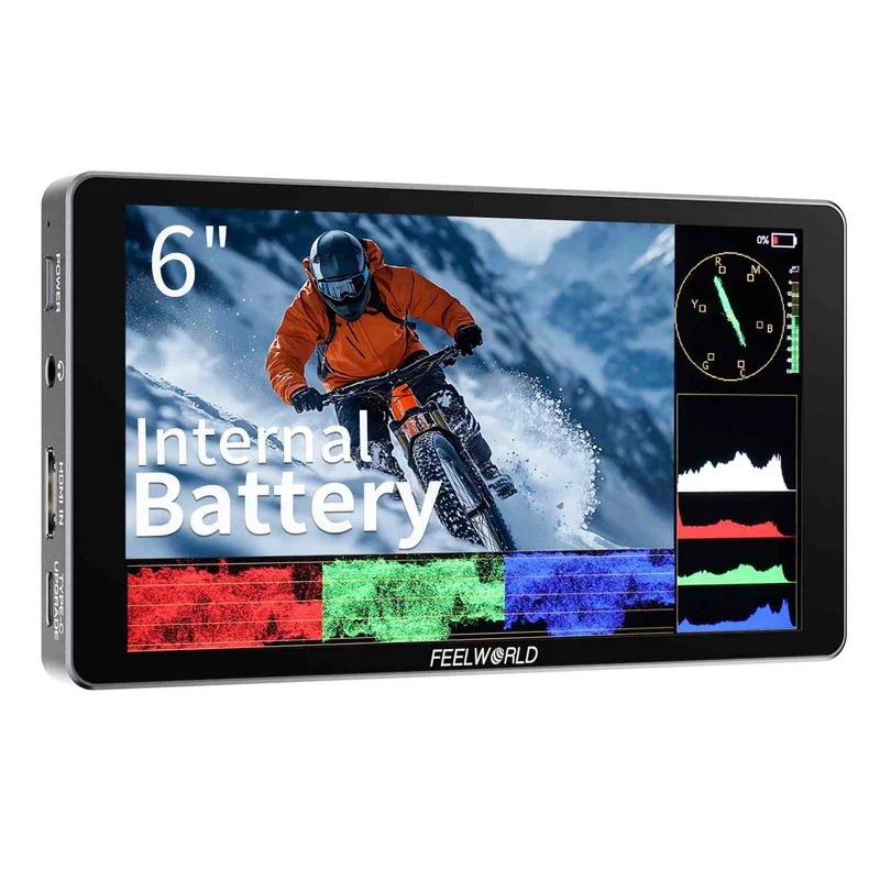 FEELWORLD P6XL 6 Zoll 1200 Nits Integrierter Akku Aluminium DSLR-Kamera-Feldmonitor Touchscreen 4K HDMI