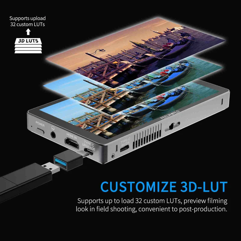 FEELWORLD P6XL 6 Zoll 1200 Nits Integrierter Akku Aluminium DSLR-Kamera-Feldmonitor Touchscreen 4K HDMI