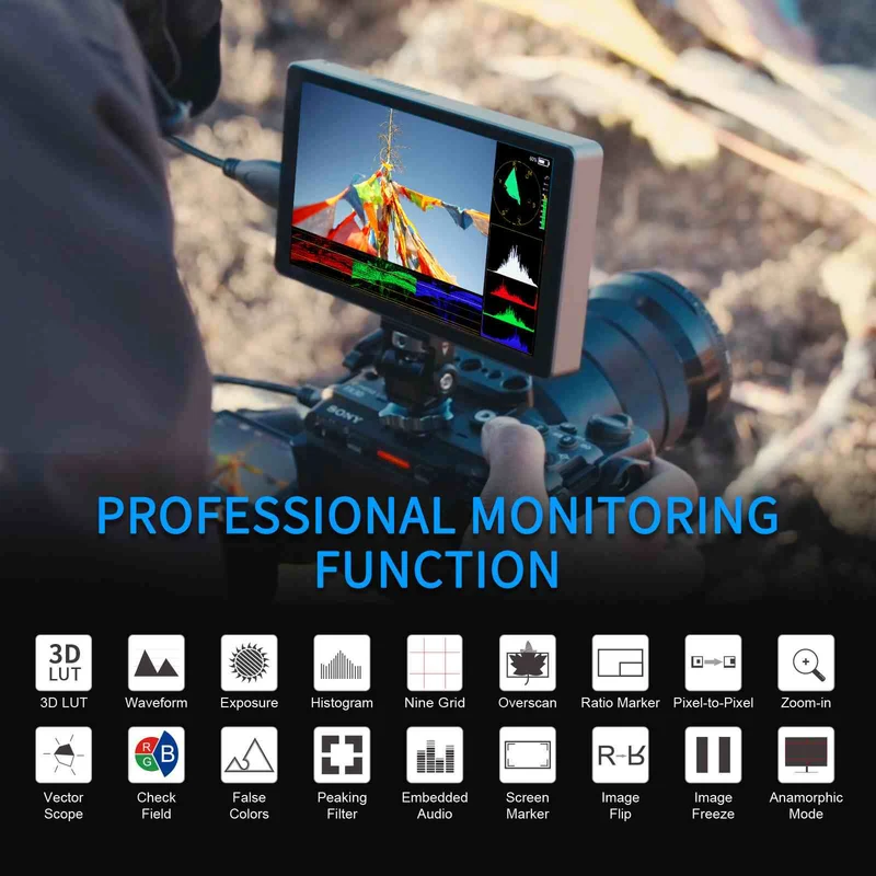 FEELWORLD P6XL 6 Zoll 1200 Nits Integrierter Akku Aluminium DSLR-Kamera-Feldmonitor Touchscreen 4K HDMI