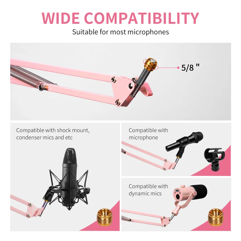 FEELWORLD AMS1 Rosa Mikrofonarm für PM1 und dynamisches Mikrofon
