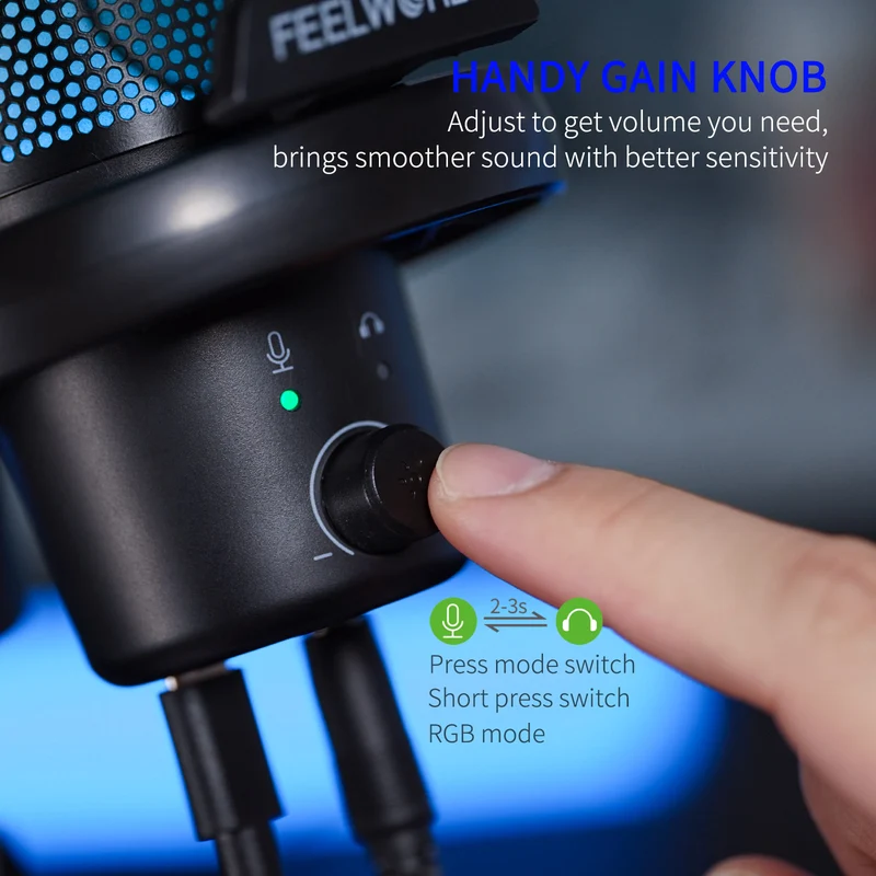 FEELWORLD VM1 Gaming-PC USB-Kondensatormikrofon mit Galgenarmständer