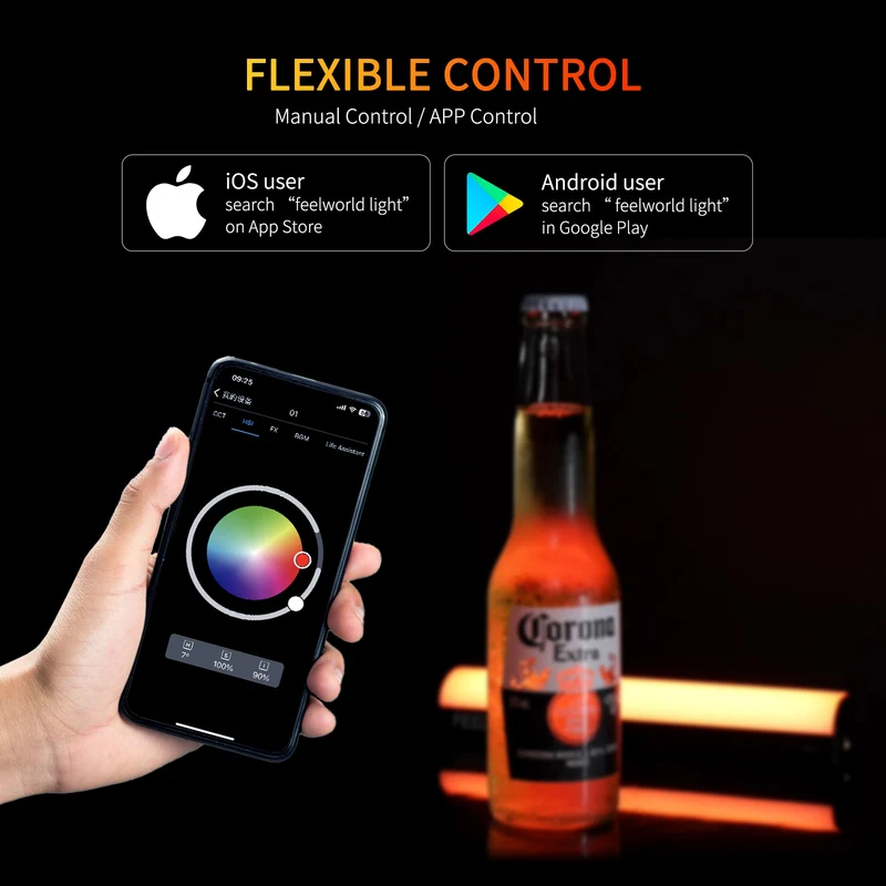 FEELWORLD MT2 Handlichtstab, 360° RGB-LED-Videolicht für die Fotografie