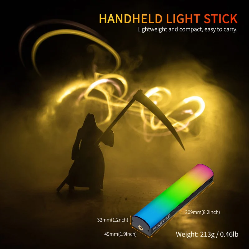 FEELWORLD MT2 Handlichtstab, 360° RGB-LED-Videolicht für die Fotografie