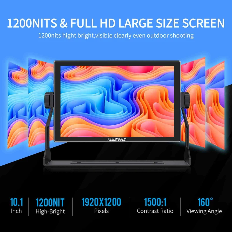 FEELWORLD S10 10.1 Zoll 1200nit 12G SDI Kamera-Feldmonitor Touchscreen mit hoher Helligkeit HDMI 2.0