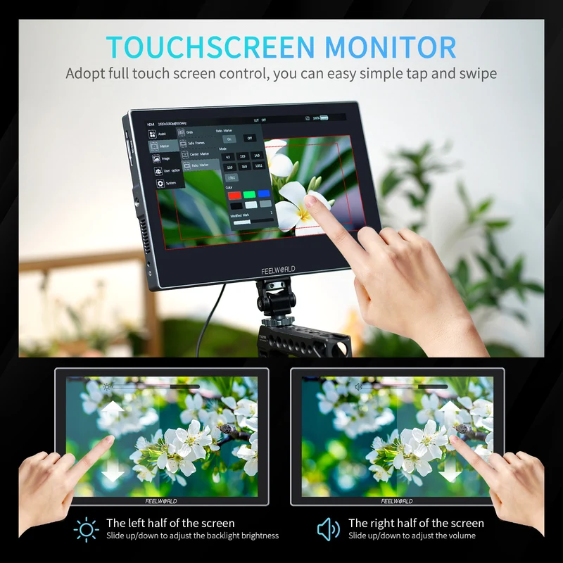FEELWORLD S10 10.1 Zoll 1200nit 12G SDI Kamera-Feldmonitor Touchscreen mit hoher Helligkeit HDMI 2.0