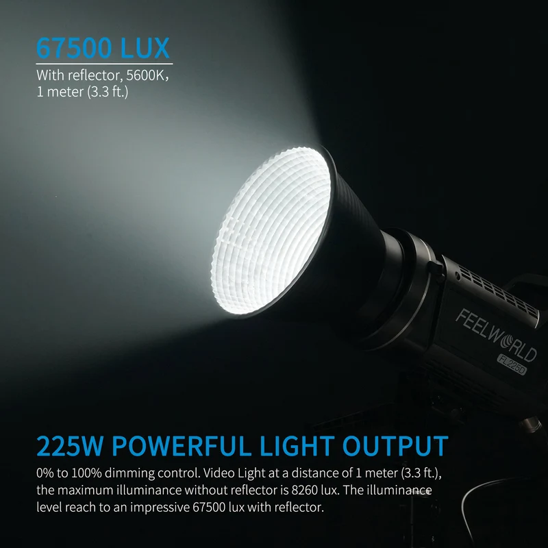 FEELWORLD FL225D 225 W Videostudioleuchte mit 5600 K Tageslicht-Dauerbeleuchtung