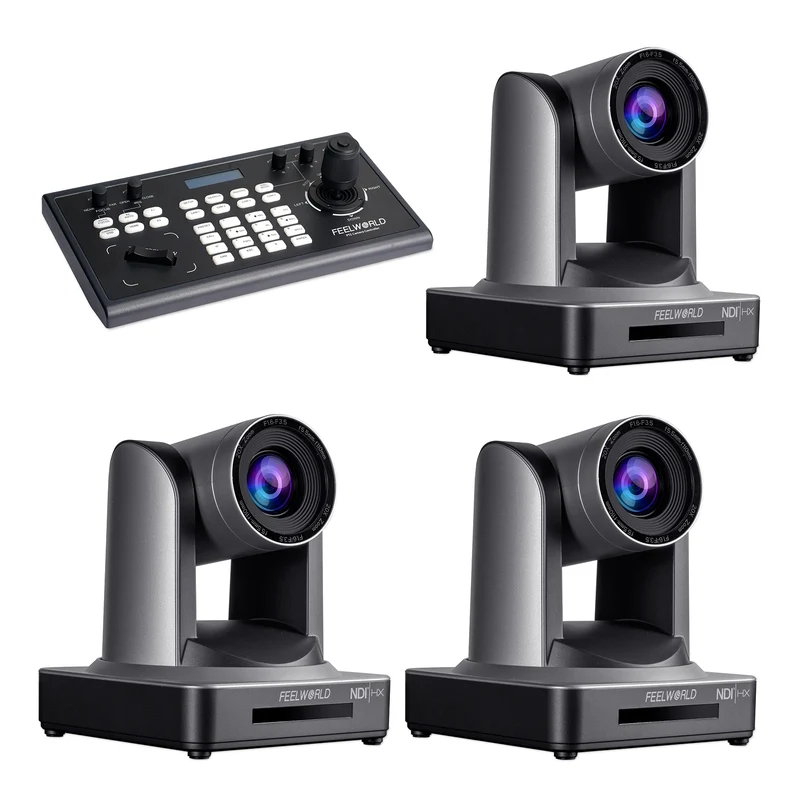 FEELWORLD KBC10 PTZ-Controller und 3 NDI20X PTZ-Kamera-Bundle-Set