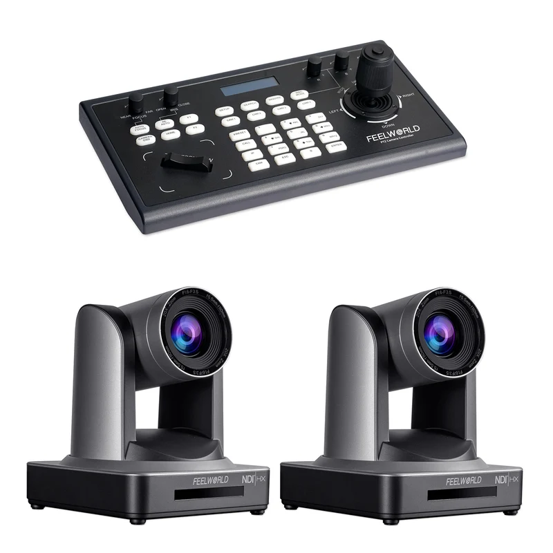 FEELWORLD KBC10 PTZ-Controller und 2 NDI20X PTZ-Kamera-Bundle-Set