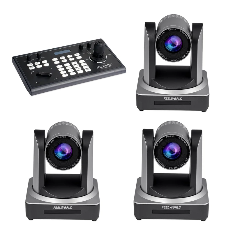 FEELWORLD KBC10 PTZ-Controller und 3 POE20X PTZ-Kamera-Bundle-Set