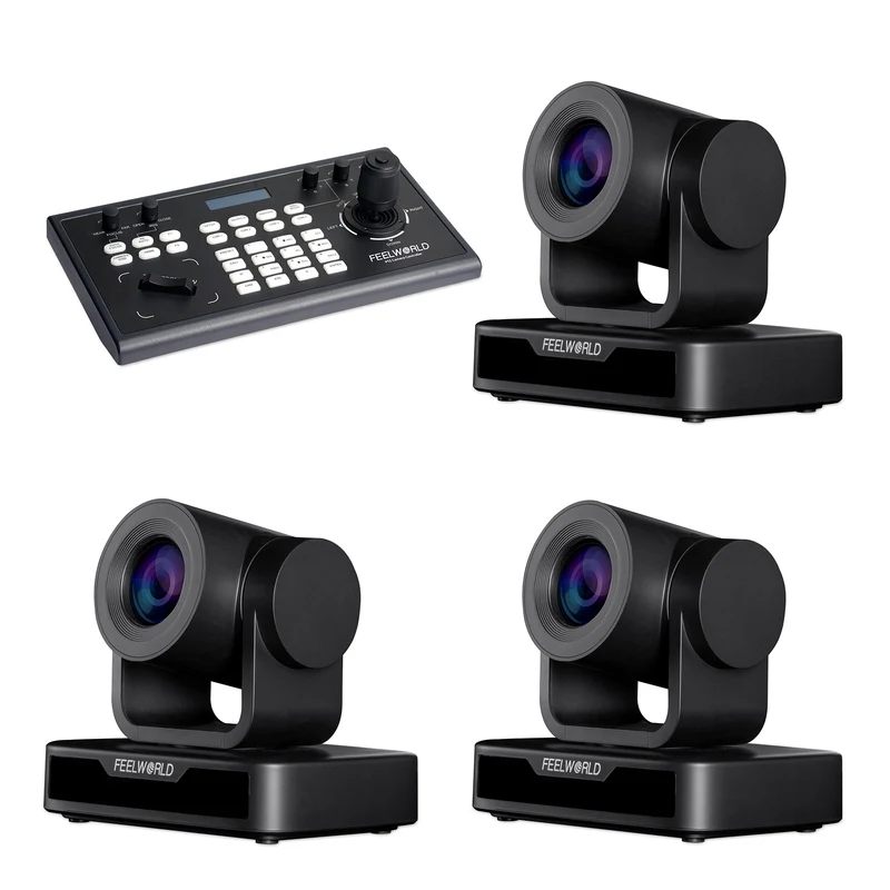 FEELWORLD KBC10 PTZ-Controller und 3 USB10X PTZ-Kamera-Bundle-Set