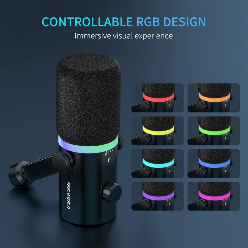 FEELWORLD PM1 XLR USB Dynamisches Mikrofon mit Desktop-Ständer für Podcast