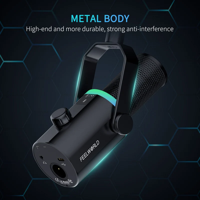 FEELWORLD PM1 XLR USB Dynamisches Mikrofon für Podcasting, Aufnahme, Gaming, Live-Streaming