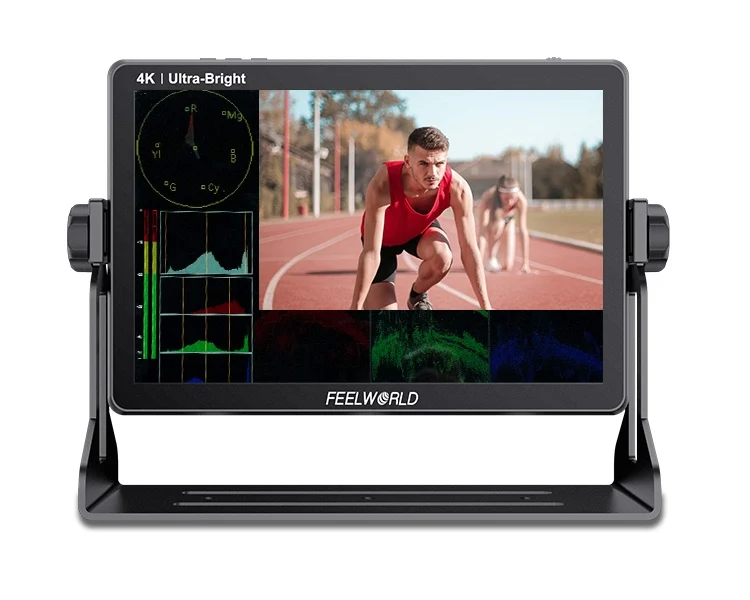FEELWORLD LUT11H 10.1 Zoll ultraheller 2000nit DSLR-Kamera-Feldmonitor Touchscreen 4K HDMI F970 Externe Stromversorgung und Installationskit