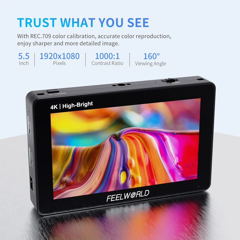 FEELWORLD F6 PLUSX 5.5 Zoll hochheller 1600nit Touchscreen DSLR-Kamera-Feldmonitor