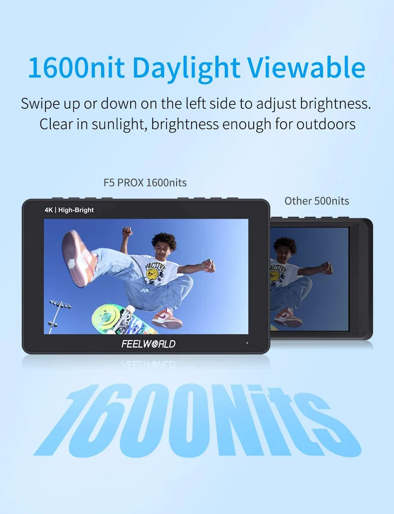 FEELWORLD F5 PROX 5.5 Zoll 1600nit High Bright Field DSLR-Kameramonitor Touchscreen F970 Kit HDMI