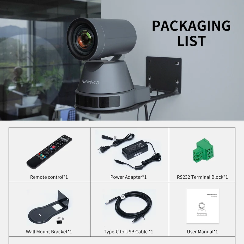 FEELWORLD 4K12X 4K PTZ-Kamera USB HDMI POE 12X optischer Schwenk-Neige-Zoom für Live-Streaming