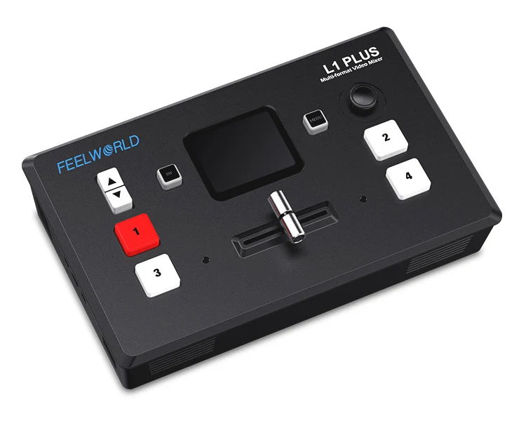 FEELWORLD L1 PLUS Multikamera-Videomischer-Umschalter 2" Touch-PTZ-Steuerung 4K-Eingang Live-Streaming
