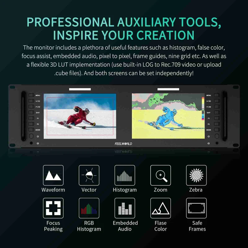 FEELWORLD D71 PLUS 7 Zoll 3RU HDMI SDI Rackmount-Monitor mit Wellenform und LUT