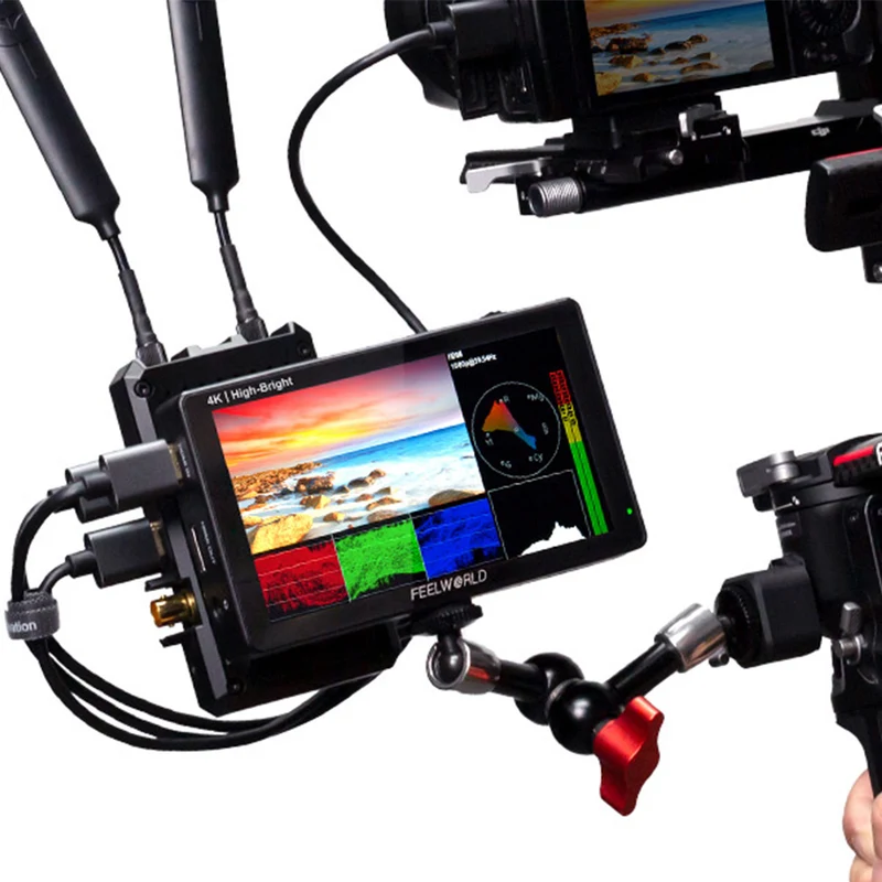 FEELWORLD LUT5E Hochheller 1600nit DSLR-Kamera-Feldmonitor F970 Externes Stromversorgungs- und Installationskit