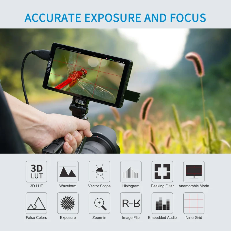 FEELWORLD CUT6 6 Zoll Aufnahmemonitor Feldkamera DSLR USB2.0 Rekorder