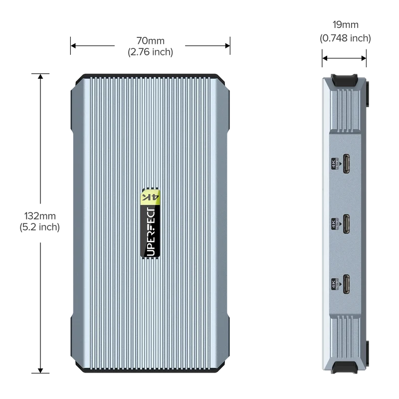 UHub Power X3 - 3-in-1-Dockingstation mit USB-C-Anschluss für drei 4K-Monitore mit 60 Hz für Windows