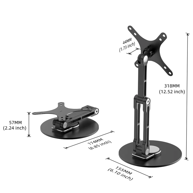 UStand - VESA Halterung Monitor Stand Höhenverstellbar, Multi Winkel Halterung für 12"-19"