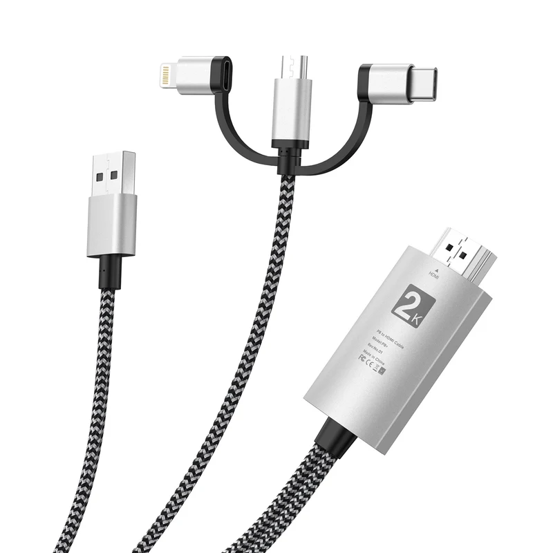 UCable - HDMI to Lightning Cable 3 in 1 Screen Mirroring Adapter Horizontal & Vertical
