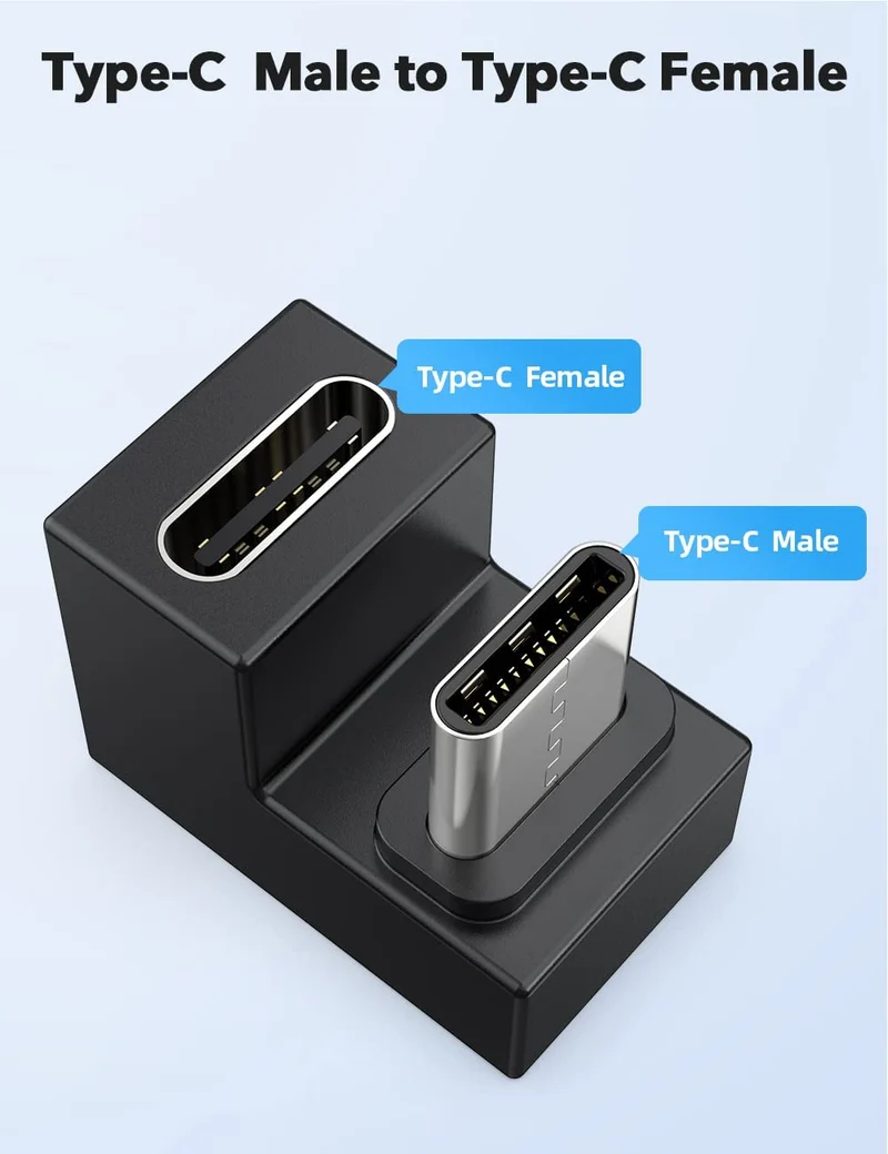 USB C Female to USB Male Adapter Port Type C U-Shape 144hz 4K 10Gbps
