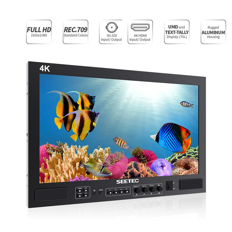 SEETEC FS173-S4K 17.3 Zoll 1920x1080 Broadcast Director Monitor UMD Text Tally Display SDI HDMI